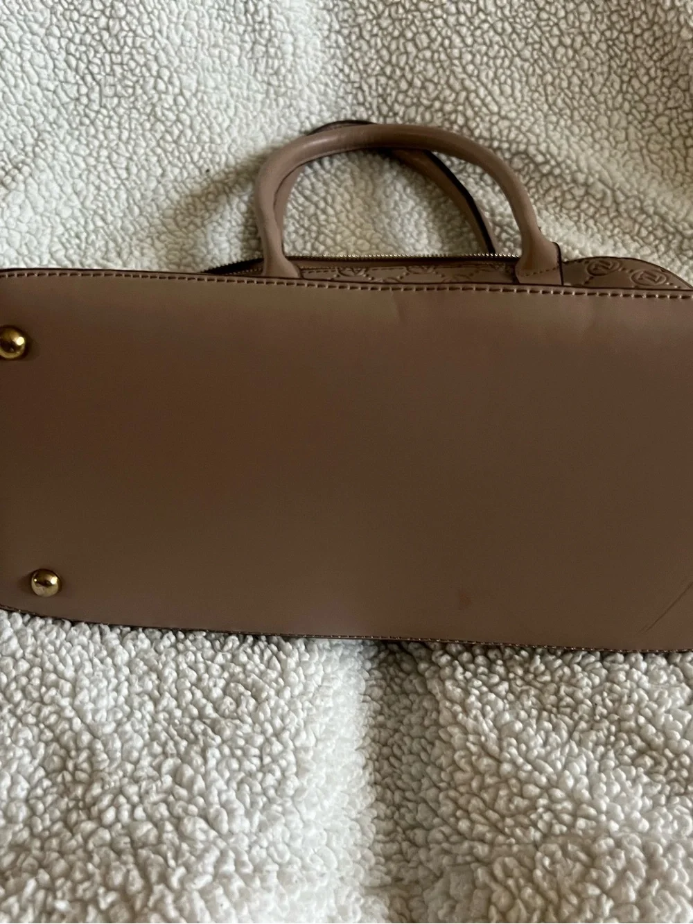 Adrienne Vittadini Embossed Dome Satchel in Taupe Beige